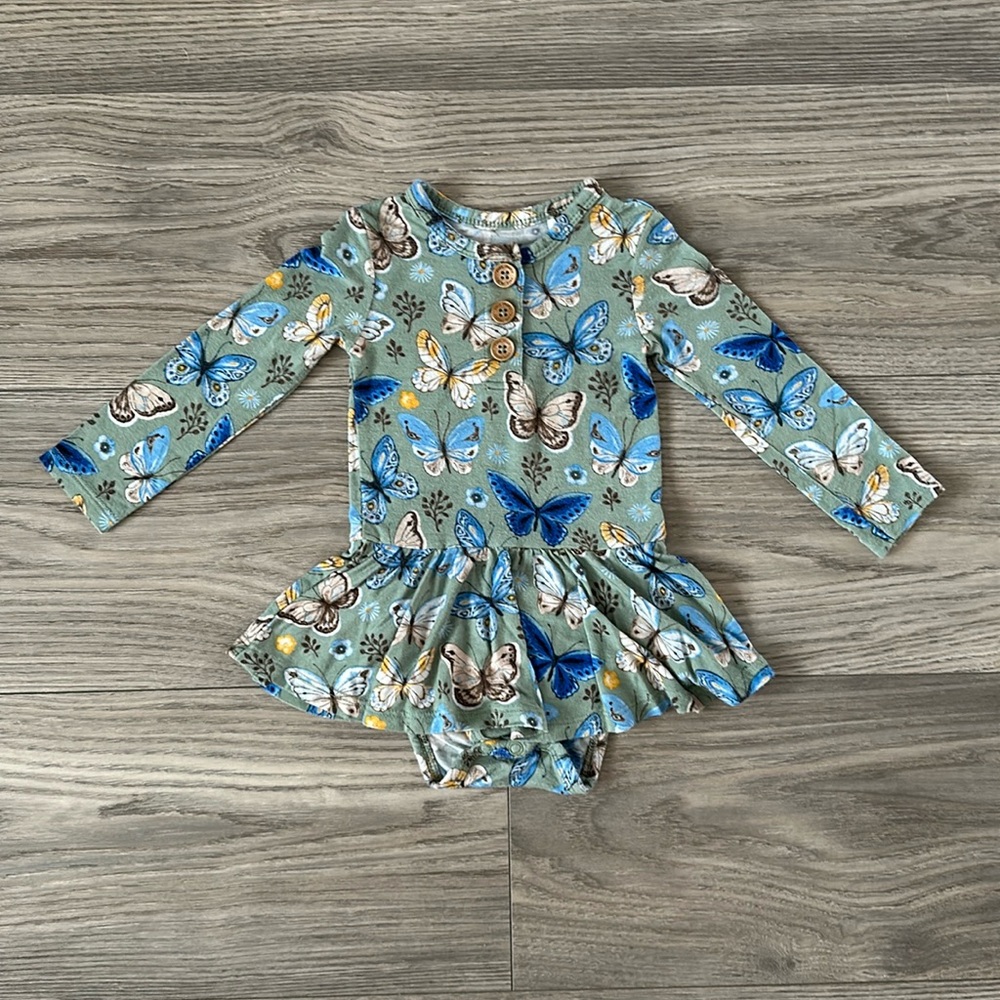 Posh Peanut - 6-12m - Bamboo Lucy Butterfly Twirl Dress Bodysuit